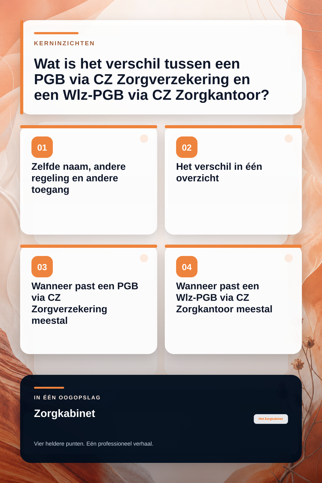 Wat is het verschil tussen een PGB via CZ Zorgverzekering en een Wlz-PGB via CZ Zorgkantoor? infographic