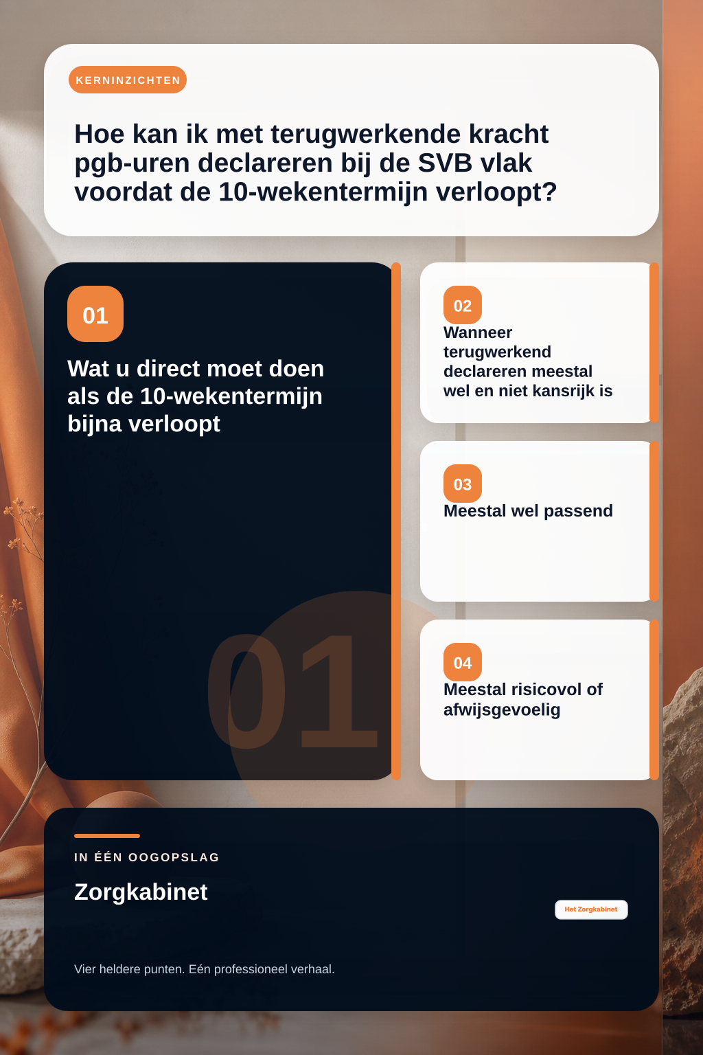 Hoe kan ik met terugwerkende kracht pgb-uren declareren bij de SVB vlak voordat de 10-wekentermijn verloopt? infographic