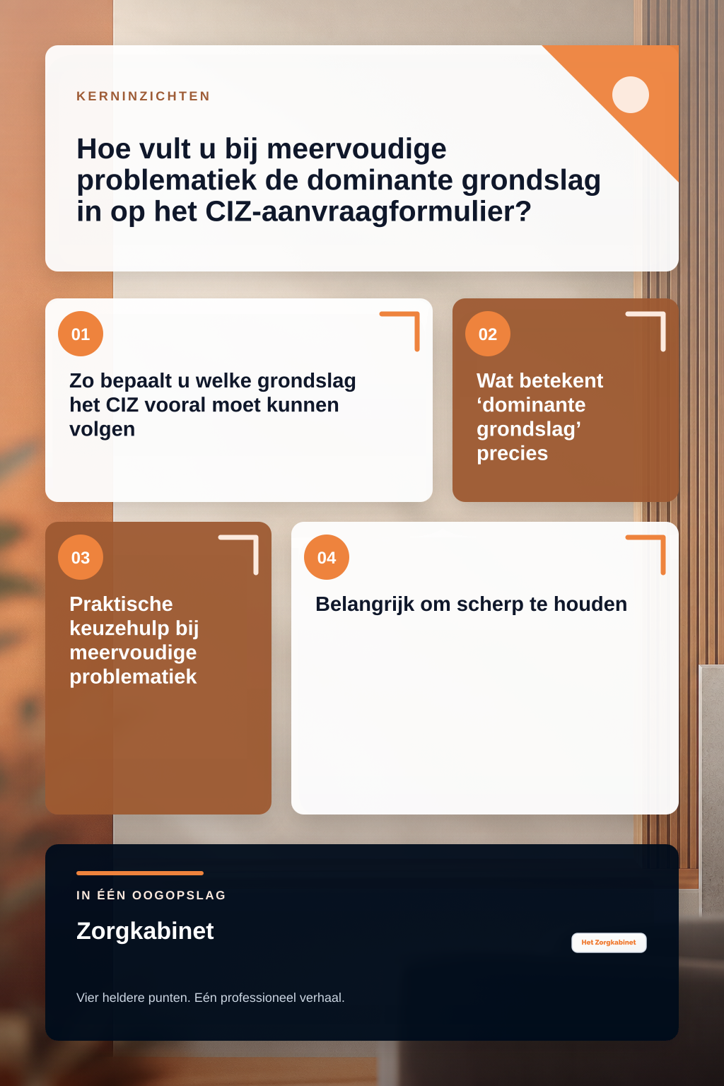 Hoe vult u bij meervoudige problematiek de dominante grondslag in op het CIZ-aanvraagformulier? infographic