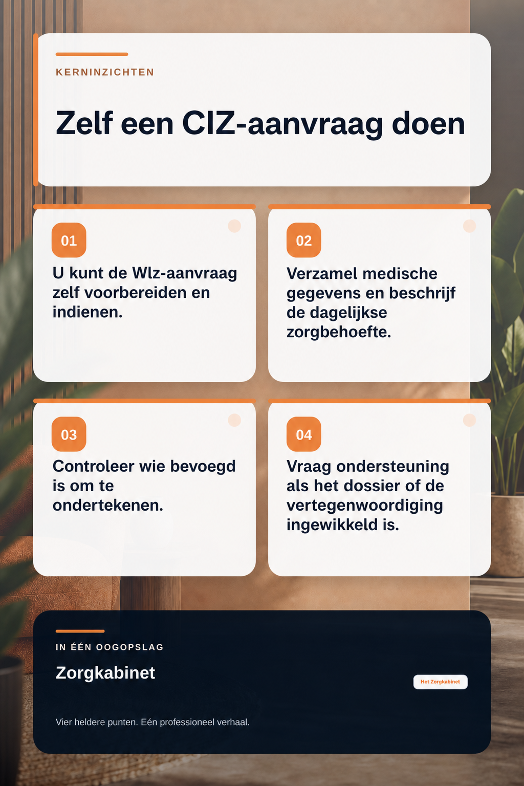 Kan ik zelf een CIZ-aanvraag doen zonder zorgaanbieder of professionele hulp? infographic